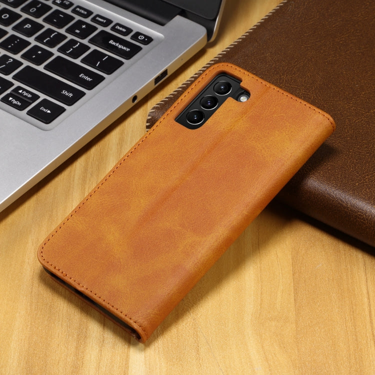 For Samsung Galaxy S21 FE GUSSIM Business Style Horizontal Flip Leather Case with Holder & Card Slots & Wallet(Khaki) by GUSSIM