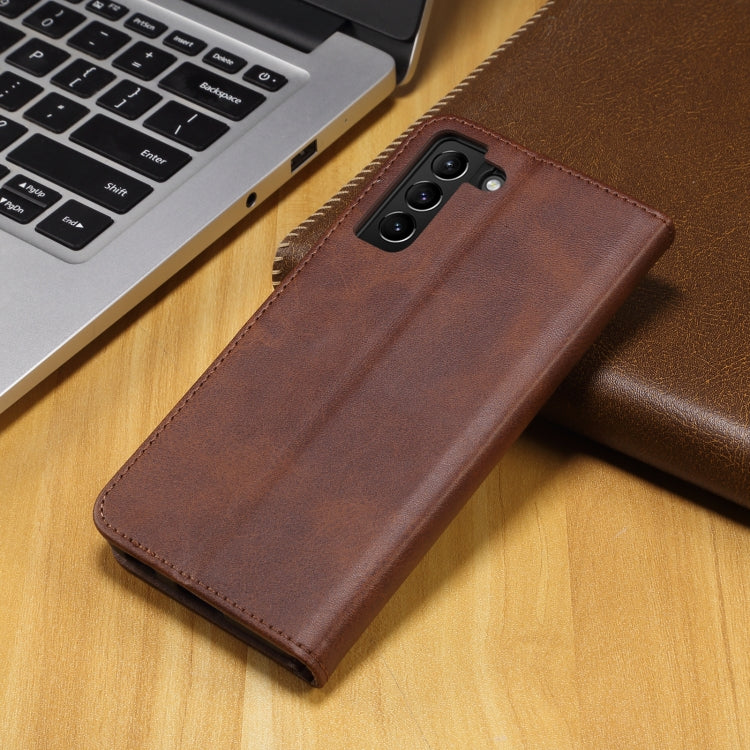 For Samsung Galaxy S21 FE GUSSIM Business Style Horizontal Flip Leather Case with Holder & Card Slots & Wallet(Brown) by GUSSIM