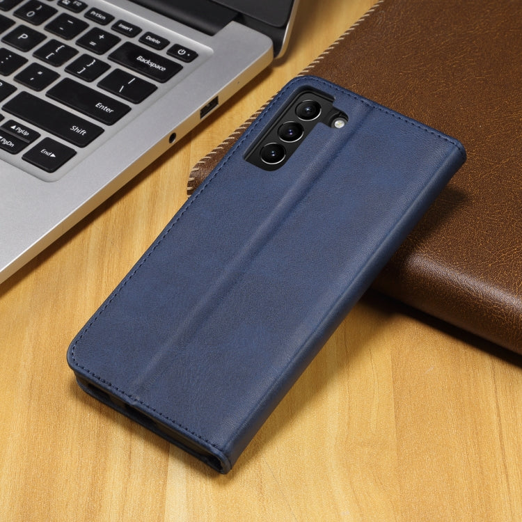 For Samsung Galaxy S21 FE GUSSIM Business Style Horizontal Flip Leather Case with Holder & Card Slots & Wallet(Blue) by GUSSIM