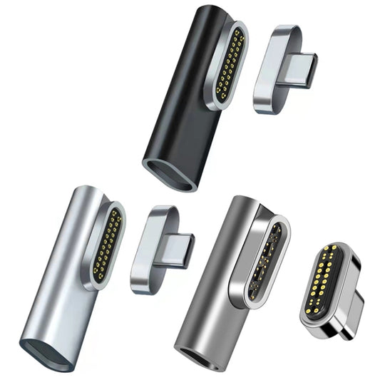 100W USB-C / Type-C Female to 20 Pin Magnetic USB-C / Type-C Male Elbow Adapter(Dark Gray) by buy2fix