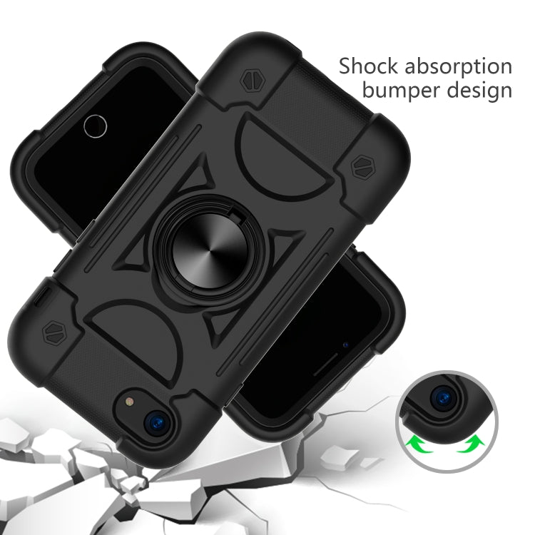 Shockproof Silicone + PC Protective Case with Dual-Ring Holder For iPhone 6/6s/7/8/SE 2022 / SE 2020(Black) by buy2fix