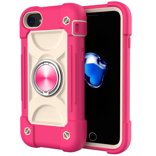 Shockproof Silicone + PC Protective Case with Dual-Ring Holder For iPhone 6/6s/7/8/SE 2022 / SE 2020(Rose Red) by buy2fix