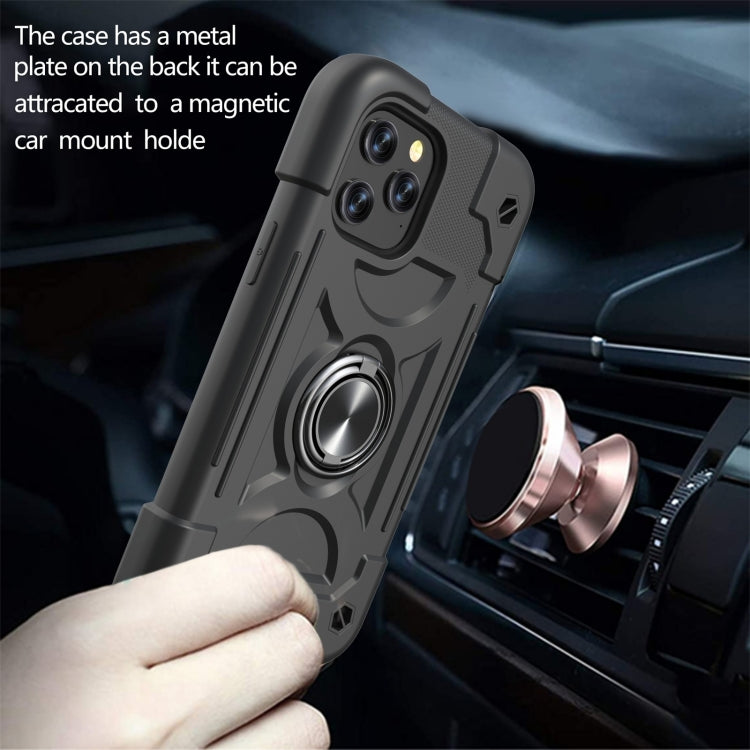 For iPhone 12 mini Shockproof Silicone + PC Protective Case with Dual-Ring Holder (Black) by buy2fix