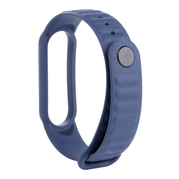 For Xiaomi Mi Band 6 / 5 Universal Silicone Leather Texture Watch Band(Blue) - Watch Bands by MIJOBS | Online Shopping UK | buy2fix