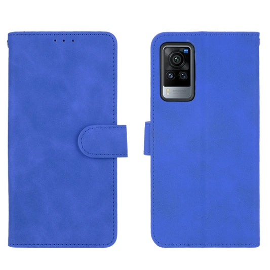 For vivo X60 Pro / X60 5G Solid Color Skin Feel Magnetic Buckle Horizontal Flip Calf Texture PU Leather Case with Holder & Card Slots & Wallet(Blue) by buy2fix