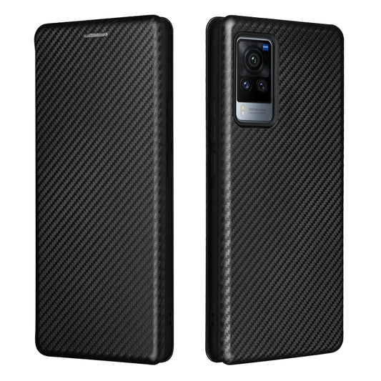 For vivo X60 Pro / X60 5G Carbon Fiber Texture Horizontal Flip TPU + PC + PU Leather Case with Card Slot(Black) by buy2fix