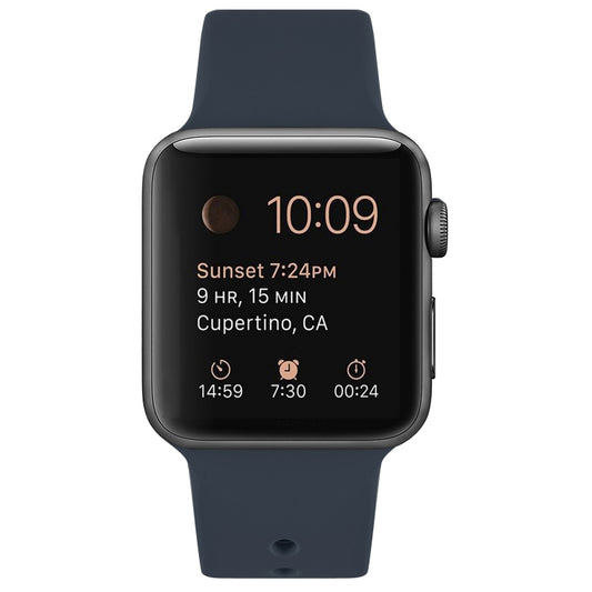 Silicone Watch Band For Apple Watch Ultra 49mm&Watch Ultra 2 49mm / Series 9&8&7 45mm / SE 3&SE 2&6&SE&5&4 44mm / 3&2&1 42mm(Midnight Blue) by buy2fix
