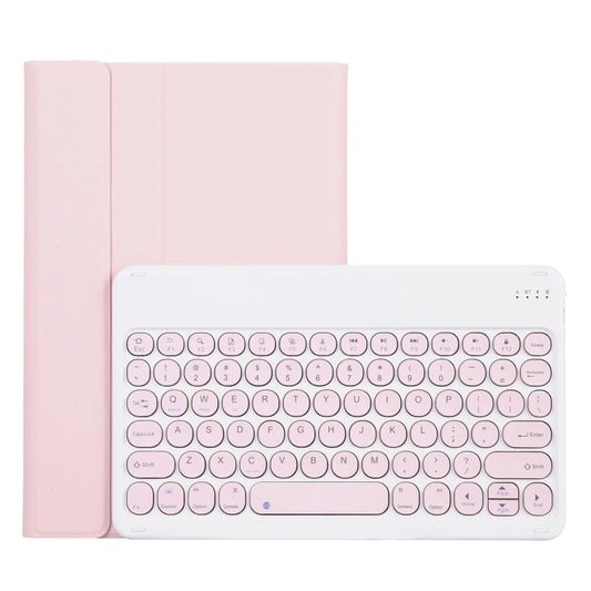 For Lenovo Pad Plus 11 inch TB-J607F / Tab P11 11 inch TB-J606F / Pad 11 inch YAM12 Lambskin Texture Detachable Round Keycap Bluetooth Keyboard Leather Tablet Case with Holder(Pink) by buy2fix