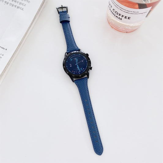 20mm Small Waist Lychee Texture Leather Watch Band(Blue) by buy2fix