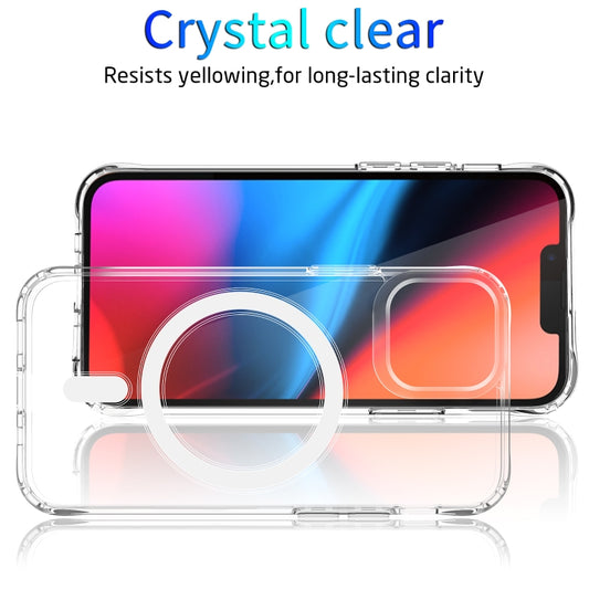 For iPhone 13 Magsafe Case Magnetic Ring Clear Crystal Acrylic +TPU Four-corner Airbag Shockproof Case(Transparent) by buy2fix