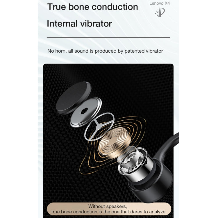 Lenovo X4 Bluetooth 5.0 Waterproof Bone Conduction Wireless Bluetooth Earphone(Black) - Bluetooth Earphone by Lenovo | Online Shopping UK | buy2fix