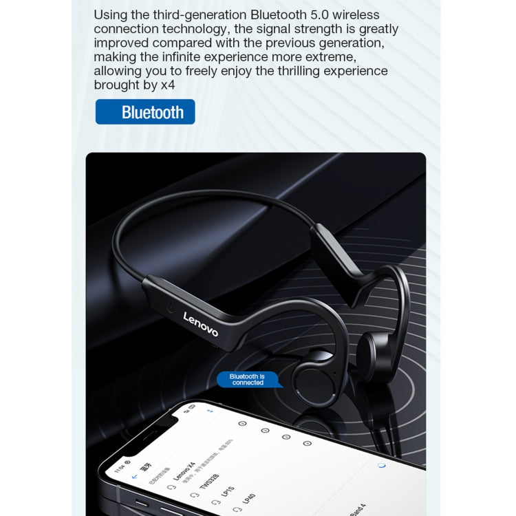 Lenovo X4 Bluetooth 5.0 Waterproof Bone Conduction Wireless Bluetooth Earphone(Black) - Bluetooth Earphone by Lenovo | Online Shopping UK | buy2fix