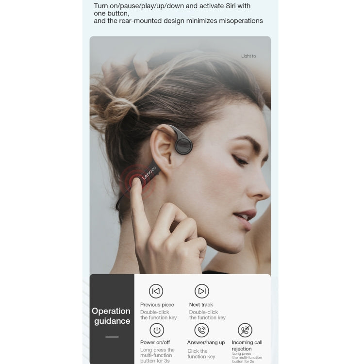 Lenovo X4 Bluetooth 5.0 Waterproof Bone Conduction Wireless Bluetooth Earphone(Black) - Bluetooth Earphone by Lenovo | Online Shopping UK | buy2fix