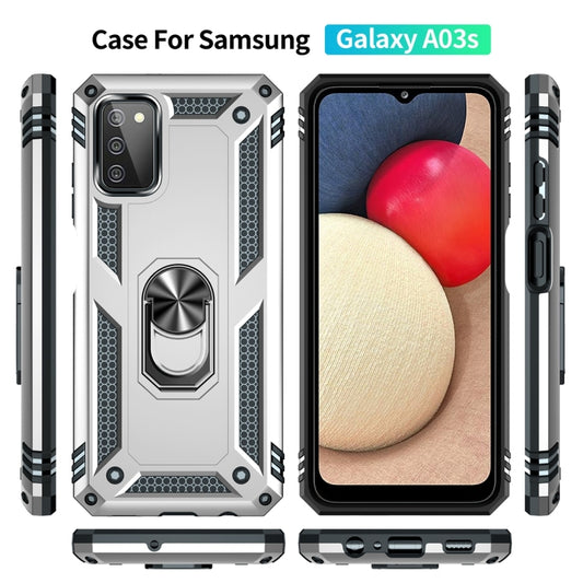 For Samsung Galaxy A03s 166mm Version Shockproof TPU + PC Protective Case with 360 Degree Rotating Holder(Silver) by buy2fix