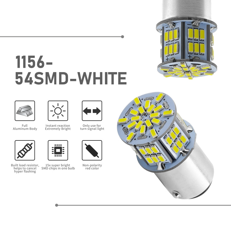 1 Pair E0052 9-14V 1156-54SMD-2835 6000K 1080LM White Light Car Decoding Turn Signal Reversing Light - Arrow Turn Lights by buy2fix | Online Shopping UK | buy2fix