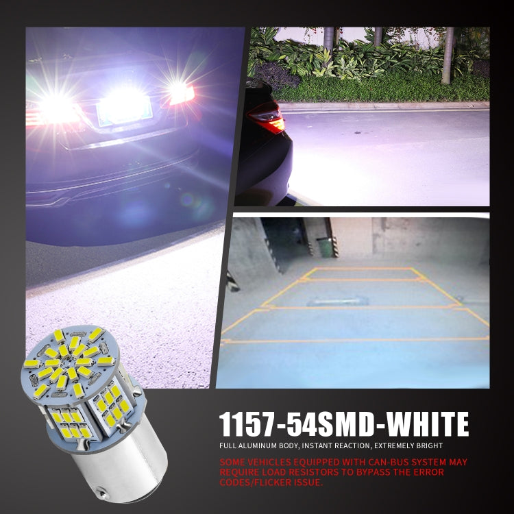 1 Pair E0053 9-14V 1157-54SMD-2835 6000K 1080LM White Light Car Decoding Brake Driving Light - Brake Lights by buy2fix | Online Shopping UK | buy2fix