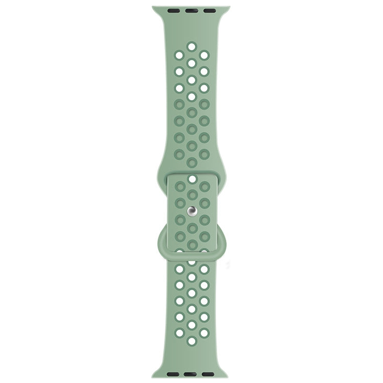 Butterfly Buckle Dual-tone Liquid Silicone Watch Band For Apple Watch Ultra 49mm&Watch Ultra 2 49mm / Series 9&8&7 45mm / SE 3&SE 2&6&SE&5&4 44mm / 3&2&1 42mm(Cloudy Gray+Gray Green) - Watch Bands by buy2fix | Online Shopping UK | buy2fix