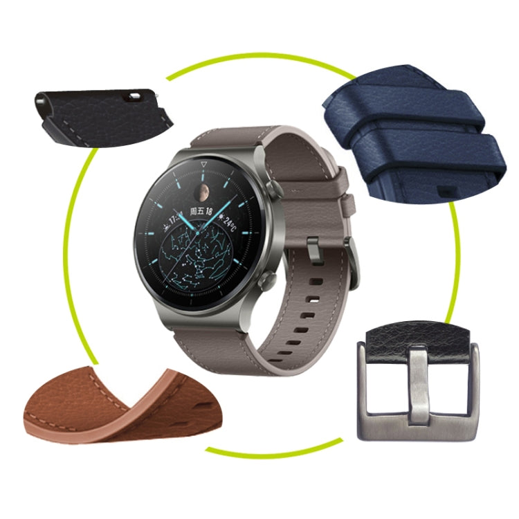 For Huawei Watch GT2 Pro Leather Watch Band(Grey) - Watch Bands by buy2fix | Online Shopping UK | buy2fix