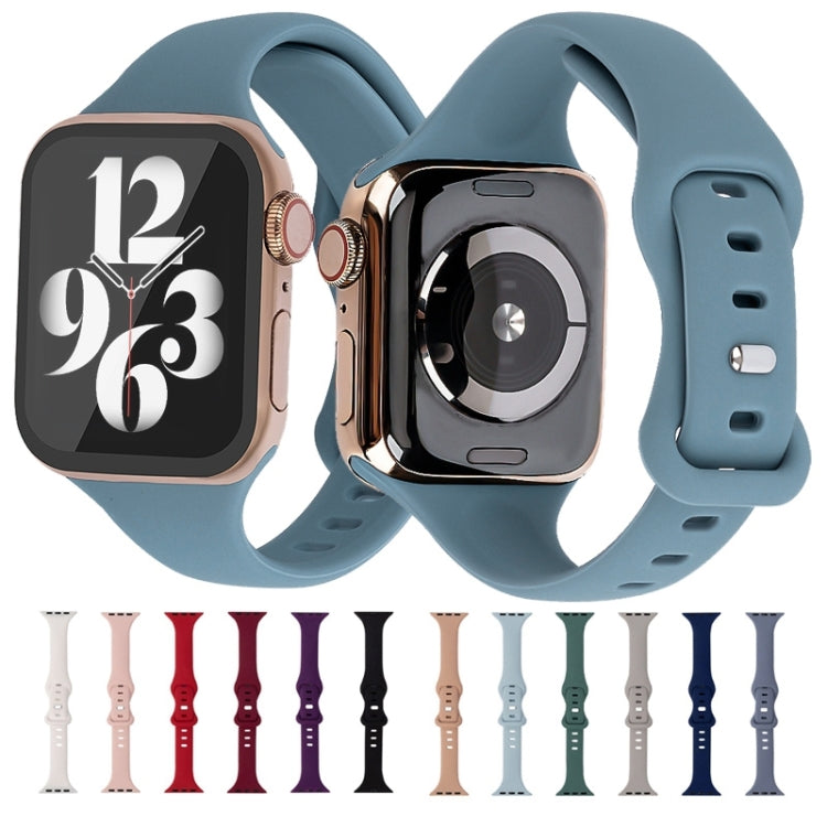 Slimming 8-buckle Silicone Watch Band For Apple Watch Ultra 49mm&Watch Ultra 2 49mm / Series 9&8&7 45mm / SE 3&SE 2&6&SE&5&4 44mm / 3&2&1 42mm(Light Grey) - Watch Bands by buy2fix | Online Shopping UK | buy2fix