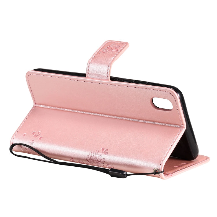 For vivo Y1s / Y90 / Y91C Tree & Cat Embossing Pattern Horizontal Flip PU Leather Case with Holder & Card Slots & Wallet & Lanyard(Rose Gold) - vivo Cases by buy2fix | Online Shopping UK | buy2fix