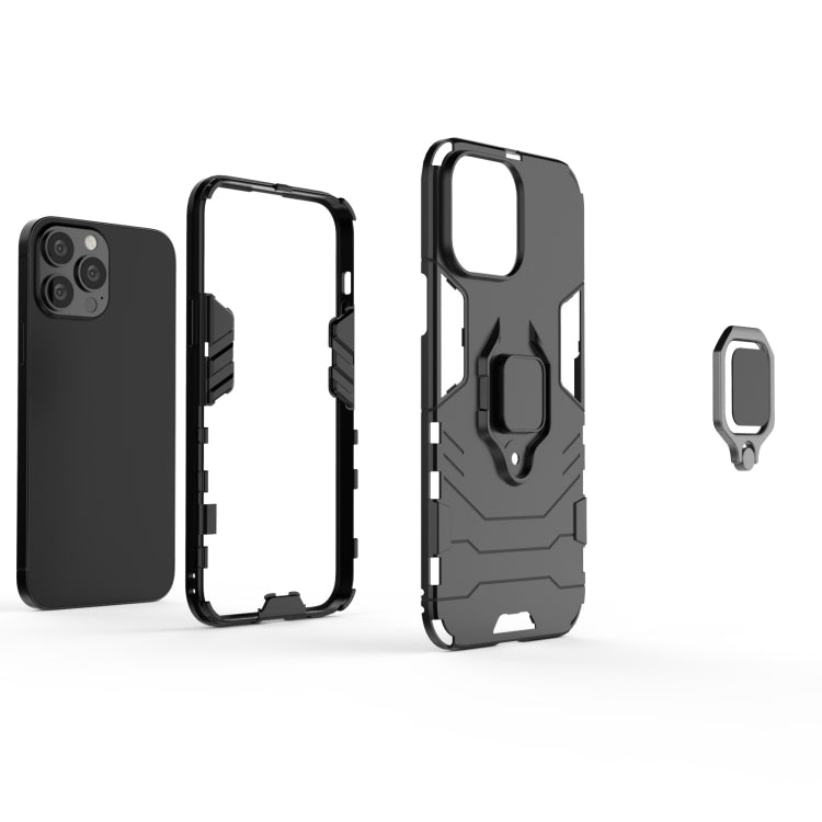 For iPhone 13 Pro Max Shockproof PC + TPU Protective Case with Magnetic Ring Holder (Black) - iPhone 13 Pro Max Cases by buy2fix | Online Shopping UK | buy2fix