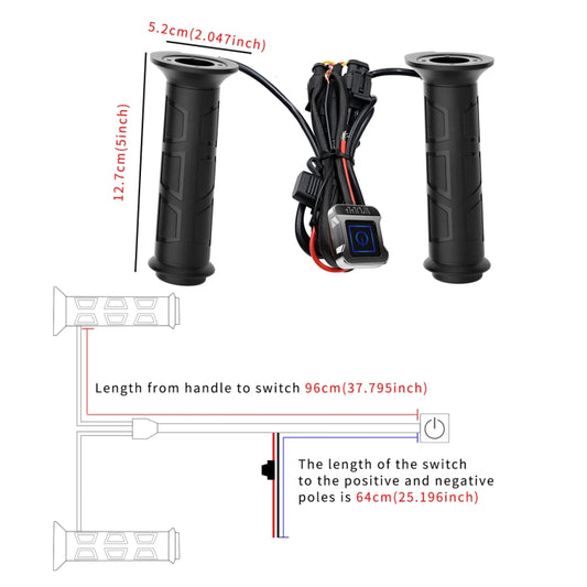 WUPP ZH-983F2 Motorcycle ATV Modified Intelligent Electric Heating Hand Cover Heated Grip with Three Gear Temperature Control by WUPP