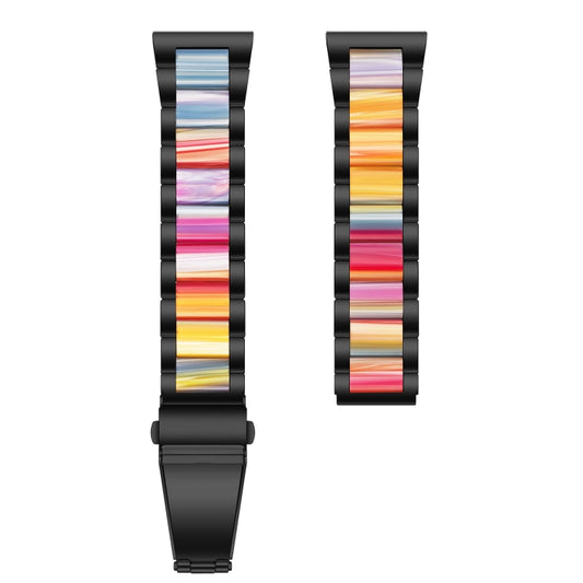 For Samsung Smart Watch 20mm Three-beads Steel + Resin Watch Band(Black Rainbow) by buy2fix