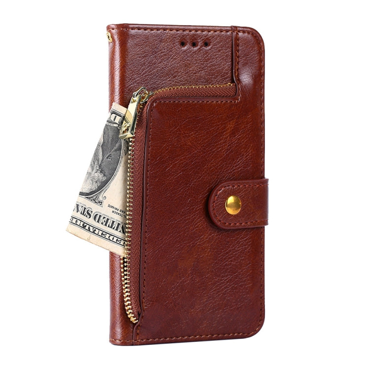 For vivo Y51 2020 4G Zipper Bag PU + TPU Horizontal Flip Leather Case with Holder & Card Slot & Wallet & Lanyard(Brown) - vivo Cases by buy2fix | Online Shopping UK | buy2fix
