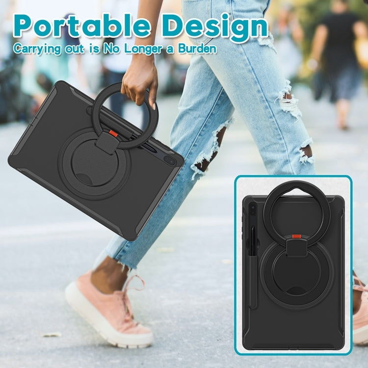 For Samsung Galaxy Tab S8+ / Tab S8 Plus / Tab S7 FE / Tab S7+/S7 FE 12.4 inch T970 Shockproof TPU + PC Protective Case with 360 Degree Rotation Foldable Handle Grip Holder & Pen Slot(Black) by buy2fix