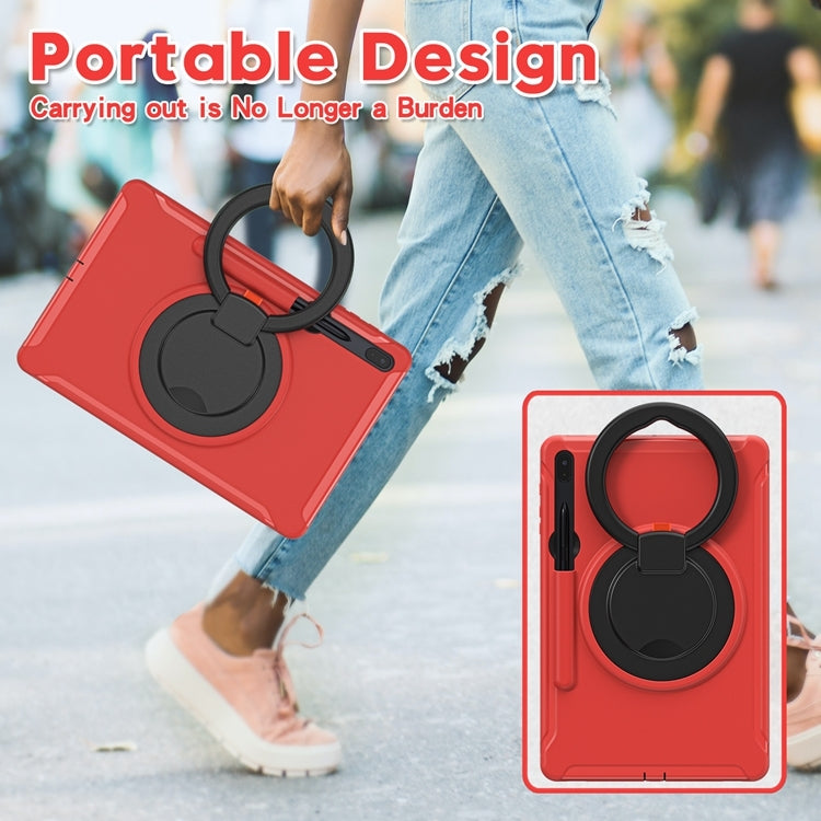 For Samsung Galaxy Tab S8+ / Tab S8 Plus / Tab S7 FE / Tab S7+/S7 FE 12.4 inch T970 Shockproof TPU + PC Protective Case with 360 Degree Rotation Foldable Handle Grip Holder & Pen Slot(Red) by buy2fix
