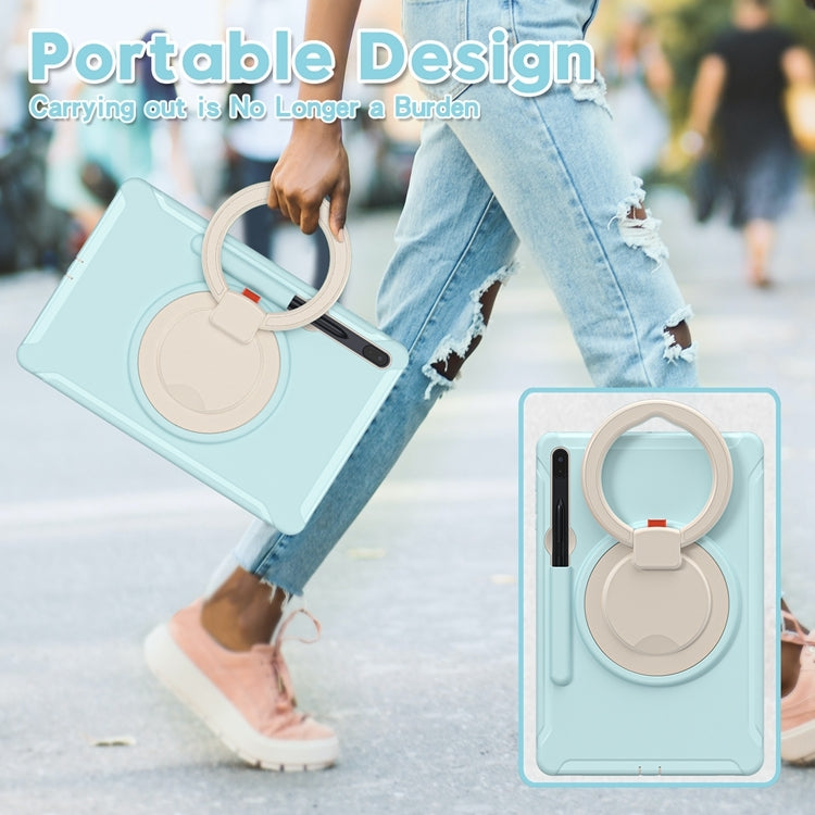 For Samsung Galaxy Tab S8+ / Tab S8 Plus / Tab S7 FE / Tab S7+/S7 FE 12.4 inch T970 Shockproof TPU + PC Protective Case with 360 Degree Rotation Foldable Handle Grip Holder & Pen Slot(Ice Crystal Blue) by buy2fix