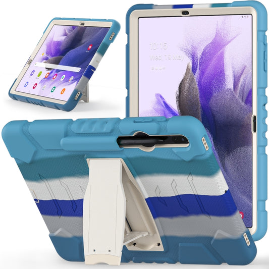 For Samsung Galaxy Tab S7+/ Tab S7 FE / Tab S8+ 3-Layer Protection Screen Frame + PC + Silicone Combination Case with Holder(Colorful Blue) by buy2fix