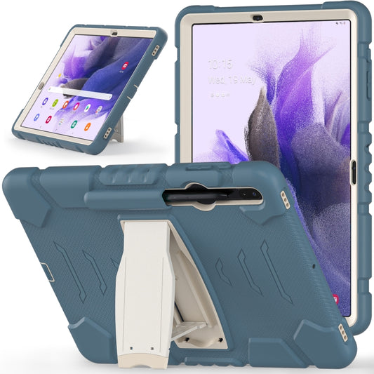 For Samsung Galaxy Tab S7+/ Tab S7 FE / Tab S8+ 3-Layer Protection Screen Frame + PC + Silicone Combination Case with Holder(Cornflower Blue) by buy2fix