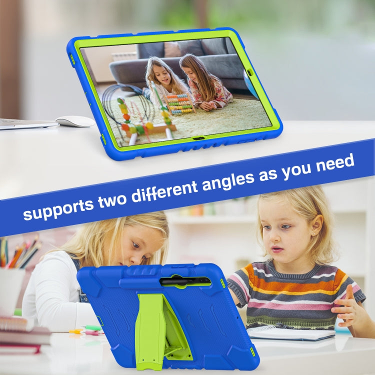 For Samsung Galaxy Tab S7+/ Tab S7 FE / Tab S8+ 3-Layer Protection Screen Frame + PC + Silicone Combination Case with Holder(Blue+Lime) by buy2fix
