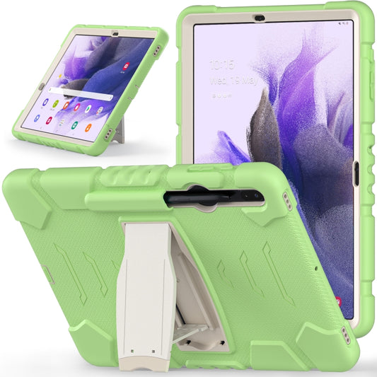 For Samsung Galaxy Tab S7+/ Tab S7 FE / Tab S8+ 3-Layer Protection Screen Frame + PC + Silicone Combination Case with Holder(Matcha Green) by buy2fix
