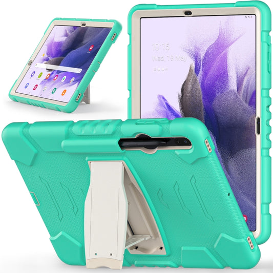 For Samsung Galaxy Tab S7+/ Tab S7 FE / Tab S8+ 3-Layer Protection Screen Frame + PC + Silicone Combination Case with Holder(Mint Green) by buy2fix