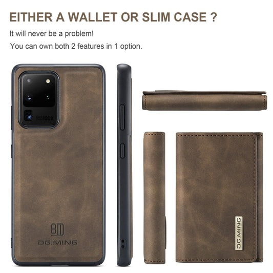 For Samsung Galaxy S20 Ultra DG.MING M1 Series 3-Fold Multi Card Wallet Back Cover Shockproof Case with Holder Function(Coffee) - Galaxy Phone Cases by DG.MING | Online Shopping UK | buy2fix