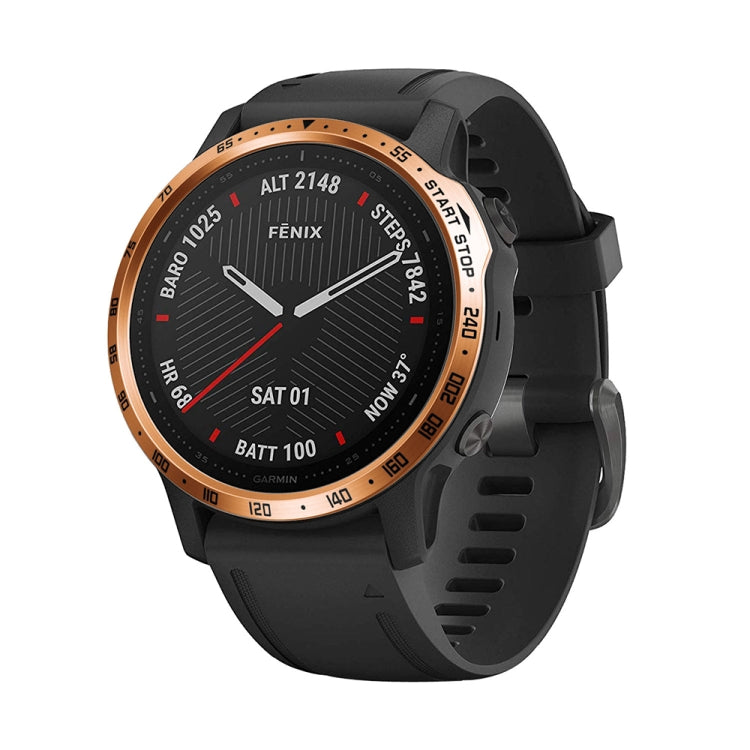 For Garmin Fenix 6s/ 6s Pro/6s Sapphire Smart Watch Steel Bezel Ring, A Version(Rose Gold Ring Black Letter) - Watch Cases by buy2fix | Online Shopping UK | buy2fix