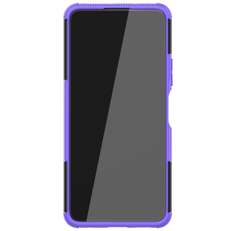 For Xiaomi Poco X3 GT Tire Texture Shockproof TPU+PC Protective Case with Holder(Purple) - Xiaomi Cases by buy2fix | Online Shopping UK | buy2fix