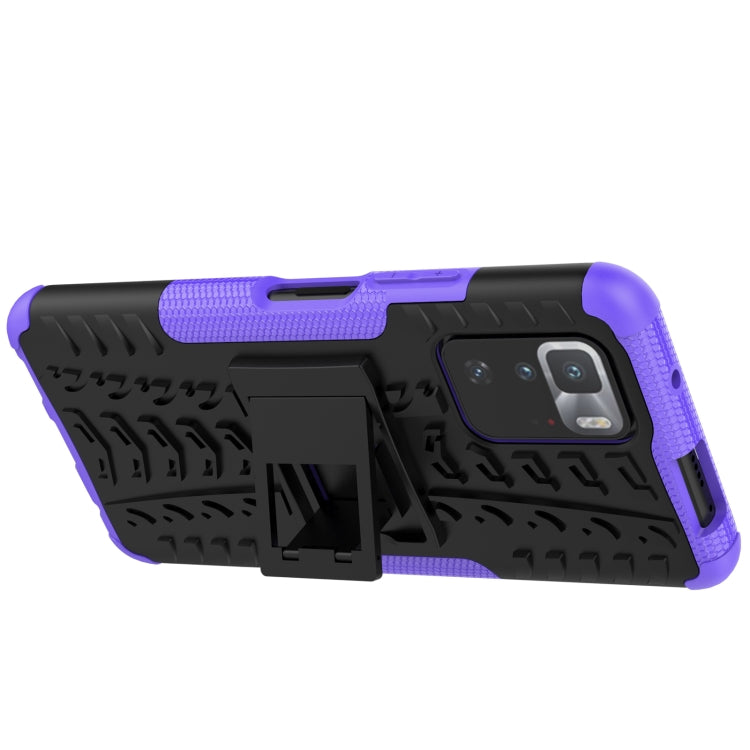 For Xiaomi Poco X3 GT Tire Texture Shockproof TPU+PC Protective Case with Holder(Purple) - Xiaomi Cases by buy2fix | Online Shopping UK | buy2fix