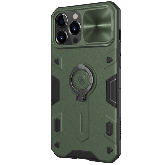 For iPhone 13 Pro Max NILLKIN Shockproof CamShield Armor Protective Case with Invisible Ring Holder (Green) by NILLKIN