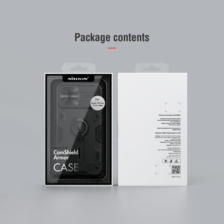 For iPhone 13 Pro Max NILLKIN Shockproof CamShield Armor Protective Case with Invisible Ring Holder (Green) - iPhone 13 Pro Max Cases by NILLKIN | Online Shopping UK | buy2fix
