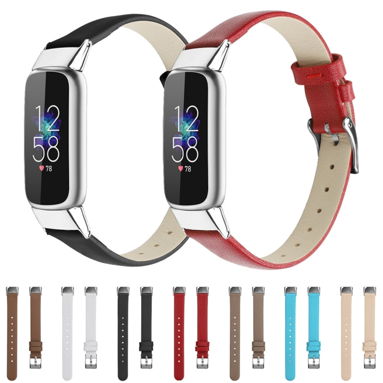 For Fitbit Luxe Leather Watch Band, Size:S(Red) by buy2fix