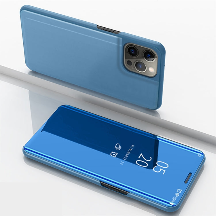For iPhone 13 Pro Plated Mirror Horizontal Flip Leather Case with Holder (Blue) - iPhone 13 Pro Cases by buy2fix | Online Shopping UK | buy2fix