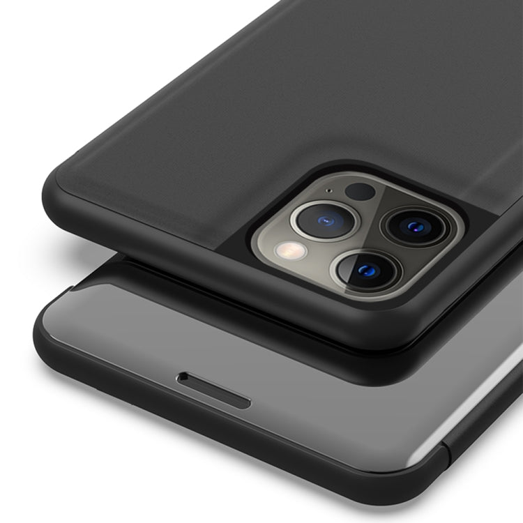 For iPhone 13 Pro Plated Mirror Horizontal Flip Leather Case with Holder (Blue) - iPhone 13 Pro Cases by buy2fix | Online Shopping UK | buy2fix