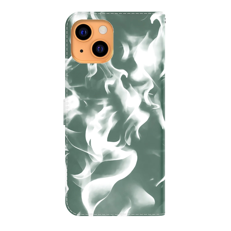 For iPhone 13 Cloud Fog Pattern Horizontal Flip Leather Case with Holder & Card Slot & Wallet(Dark Green) - iPhone 13 Cases by buy2fix | Online Shopping UK | buy2fix