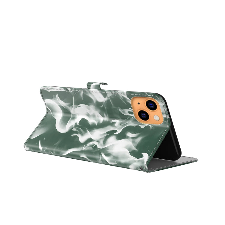 For iPhone 13 Cloud Fog Pattern Horizontal Flip Leather Case with Holder & Card Slot & Wallet(Dark Green) - iPhone 13 Cases by buy2fix | Online Shopping UK | buy2fix