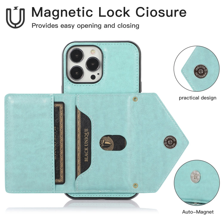 For iPhone 13 Pro Multi-functional Cross-body Card Bag TPU+PU Back Cover Case with Holder & Card Slot & Wallet (Green) - iPhone 13 Pro Cases by buy2fix | Online Shopping UK | buy2fix