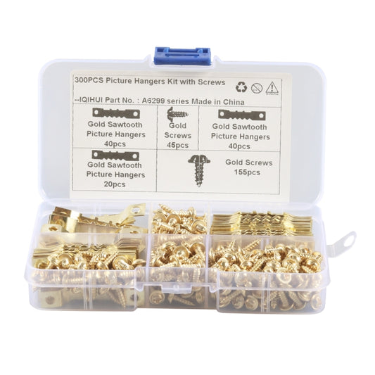 A6299 300 in 1 RV High-bow Double-sided Serrated Hanger Hooks with Self-tapping Screws(Gold) by buy2fix