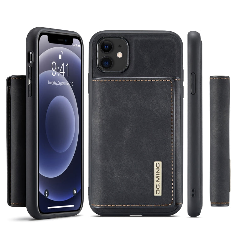 DG.MING M1 Series 3-Fold Multi Card Wallet Back Cover Shockproof Case with Holder Function For iPhone 11(Black) by DG.MING